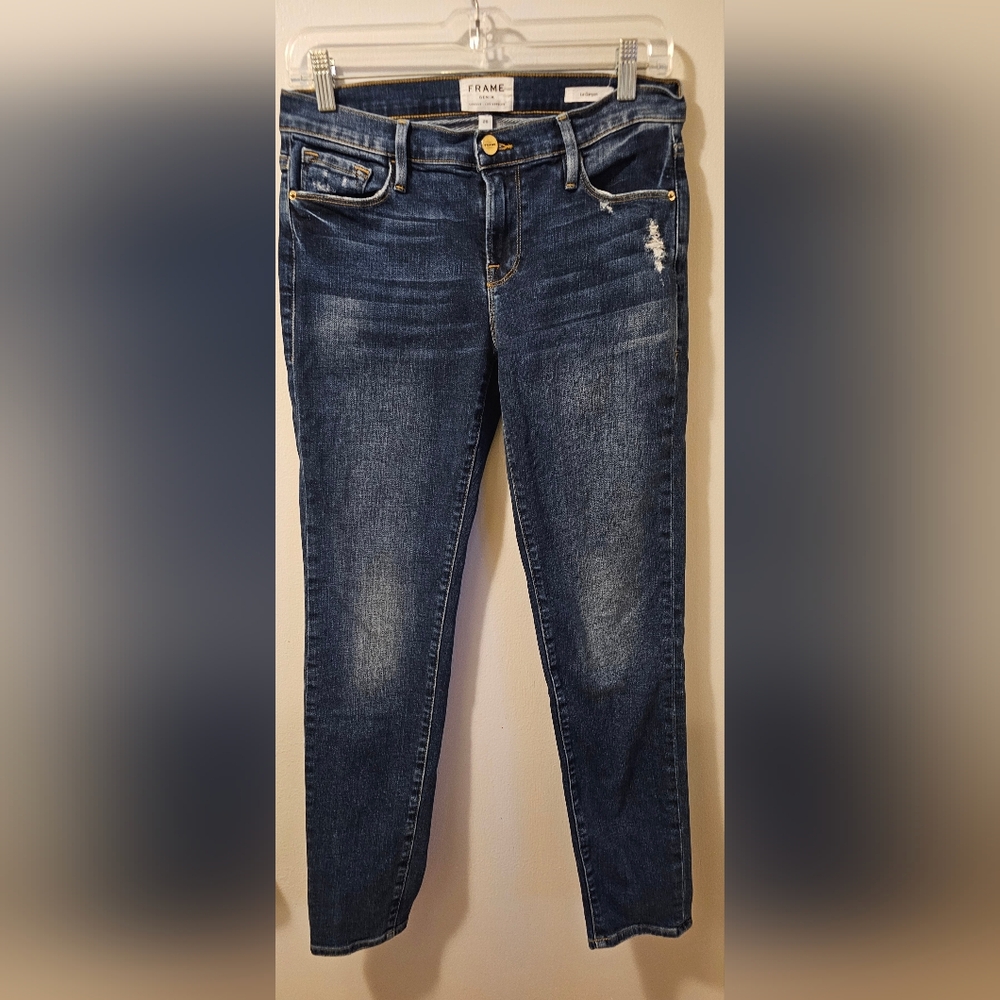 Frame‎ Le Garçon Jeans Distressed Blue Low Rise Stretch Denim Women's Size 26